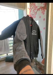 Leather Back Embroidery Black Aesthetic Jacket