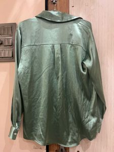 ZARA Elegant Sage Green Satin Shirt