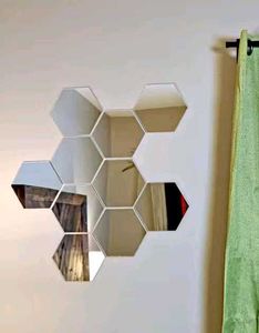 Wall Sticker's Hexagon 14 Silver mirror sticker