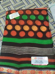 Vibrant Orange Polka Dot Saree