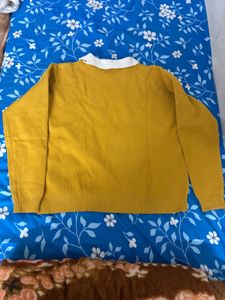 Mustard Yellow Knit Sweater with White Collar