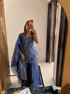 Blue Ethnic Kurta Set with Dupatta