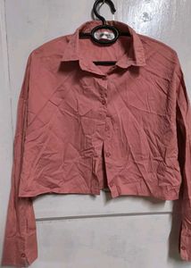 Pink Linen Blend Button-Up Shirt