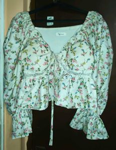 Padded Floral Print Peplum Top