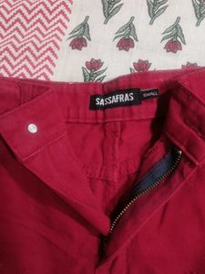 Red Distressed Denim Shorts