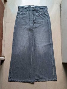 Grey Super Wide Leg Jeans