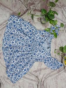 Blue &amp; White Floral Smocked Top | Cute Summer Wear
