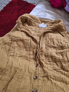 Mustard Textured Collared Shirt