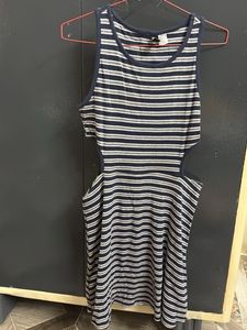 side cutout Striped Sleeveless Mini Dress