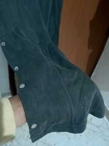 Olive Green Lounge Pants with Snap Detail