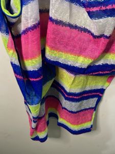 Vibrant Striped Swim Cover-Up Top