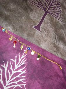Gold Anklet with Charms