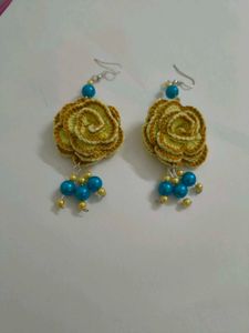 crochet rose earrings