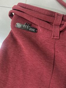 Flared Red Pants with Tie Detail