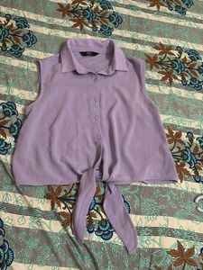 Lavender Tie-Front Sleeveless Top