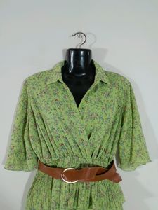 Fluorescent Green Printed Dress (Women's)