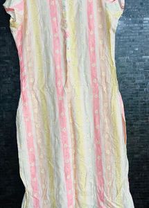 Striped Floral Print Kurta