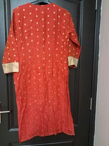 Pantaloons: Red &amp; Gold Embroidered Kurti