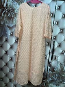 Elegant Peach Chikankari Kurta