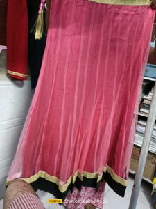 Black Silk Blouse with Gold Trim and lehanga