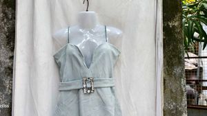 I. StunningLightBlue Mini Dress with Rhinestone