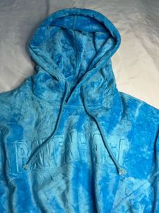 Blue Velour Cropped Hoodie