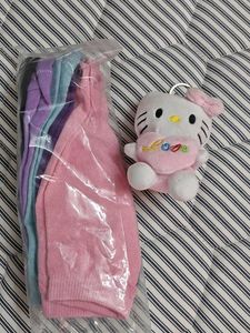 Kitty plush keychain and Women socks
