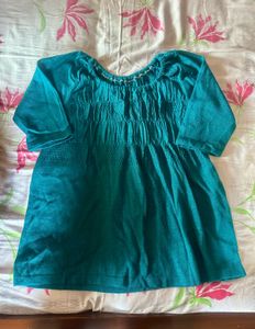 Teal Smocked Tunic Top