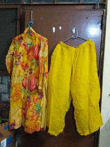 Vibrant Floral Print Kurta with Palazzo Set