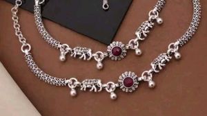 Designer Oxidized Silver Anklets