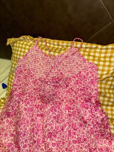 Pink Floral Tiered Sundress