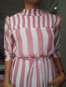 Pink &amp; White Striped Dress