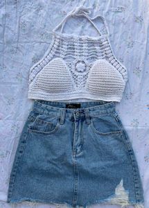 White Crochet Halter Top