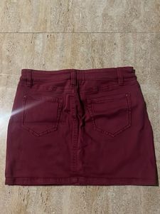 Vintage Burgundy Denim Mini Skirt