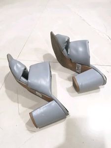 Light Blue Heeled Mules