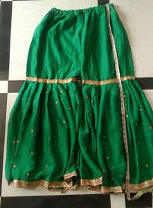 Teal Sharara With Lace Work Jorget Fabric