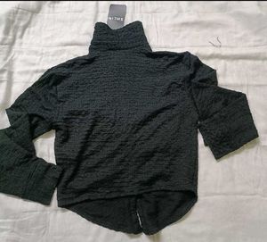 Chic Black Textured Button-Up Shirt