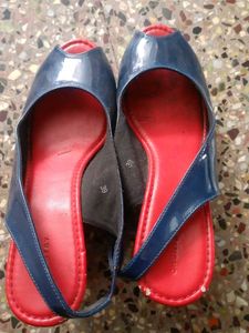 Chic Blue Peep-Toe Slingback Flats