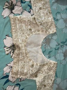 Embellished White Ethnic Blouse saree