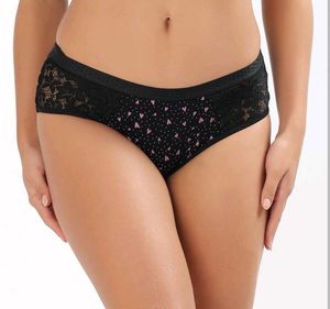 Black Briefs with Pink Hearts & Lace Trim