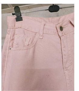 Pink Wide Leg Denim Jeans