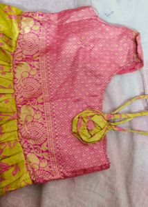 Girl's Pink &amp; Gold Ethnic Dress