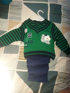 Cute Panda Sweater and corduroy Pants Set