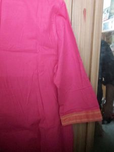 Vibrant Pink Kurta with Orange Accents
