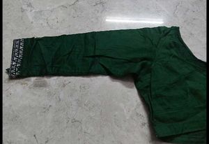Elegant Green Blouse with Silver Border