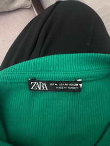 Zara Ribbed Green Top