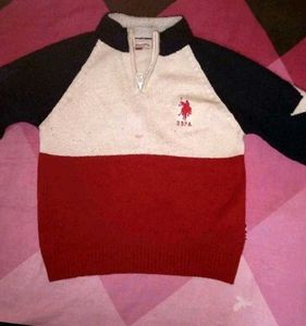 Chain On Neck Woollen Polo Sweater Branded Fo