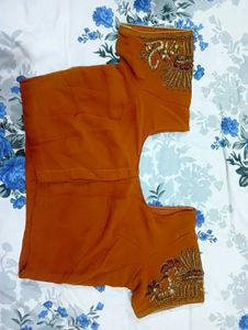 Elegant rust brownish touch saree