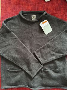 Cozy Grey Knit Sweater with Pockets
