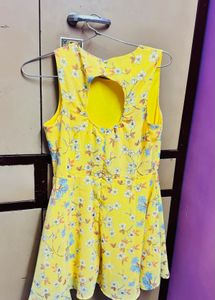Yellow Floral Print Mini Dress